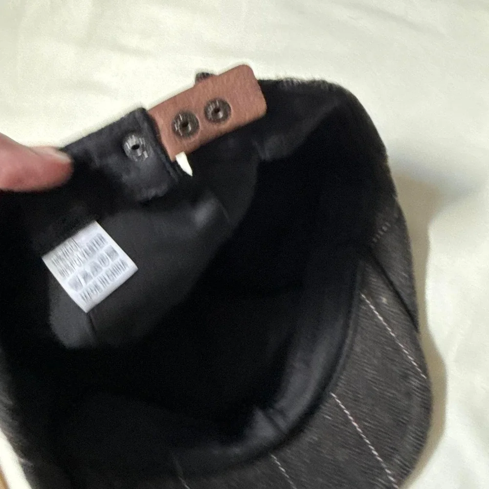 Pinstripe Newsboy Cap  Y2K black wool blend newsboy cap